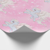 Unicorn Stars Roze Witte Steen Cadeaupapier (Hoek)