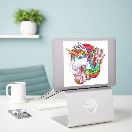 Unicorn Sticker (Laptop op bureau)