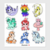 Unicorn Sticker Pack pour enfants - Whimsical, Mag (Feuille)