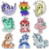 Unicorn Sticker Pack voor kinderen - grillig, magi (Voorkant)