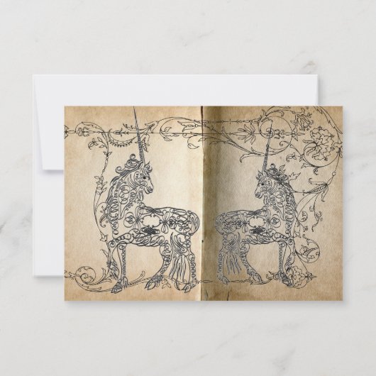 Unicorn Storybook rsvp avec enveloppes (Dos)