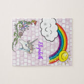 Unicorn Sun Rainbow Jigzaag Puzzle Daisy Legpuzzel (Horizontaal)
