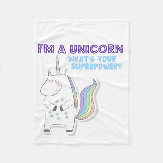 Unicorn Superpower Fleece Deken (Voorkant)