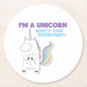 Unicorn Superpower Ronde Kartonnen Onderzetter