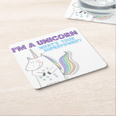 Unicorn Superpower Vierkante Kartonnen Onderzetter (Schuin)