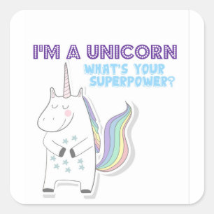 Unicorn Superpower Vierkante Sticker