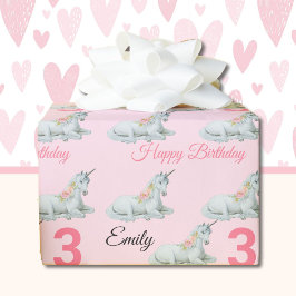 UNICORN Sweet Little Girl's Name Birthday Cadeaupapier