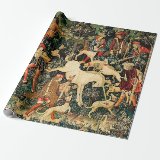 Unicorn Tapestries middeleeuwse klassieker verdedi Cadeaupapier (Uitgerold)