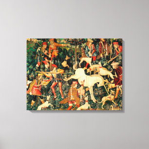 Unicorn Tapestries middeleeuwse klassieker verdedi Canvas Afdruk