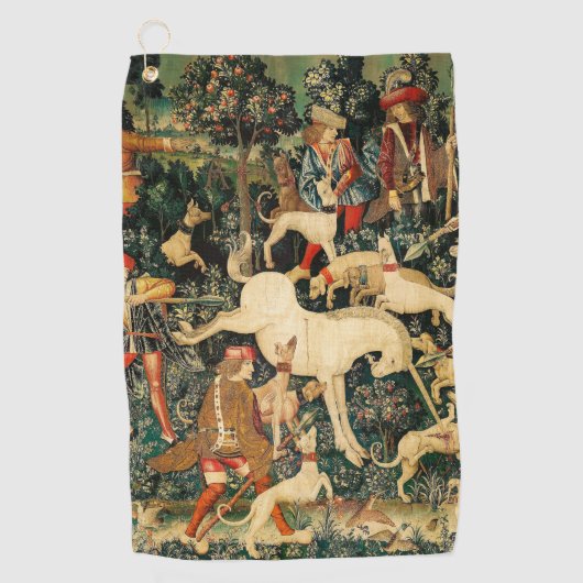 Unicorn Tapestries middeleeuwse klassieker verdedi Golfhanddoek (Voorkant)