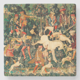 Unicorn Tapestries middeleeuwse klassieker verdedi Stenen Onderzetter