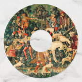 Unicorn Tapestries middeleeuwse klassieker verdedi Wijnglaslabel (Voorkant)