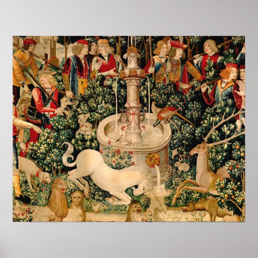 Unicorn Tapestries vond Legend Myth Medieval Art Poster (Voorkant)