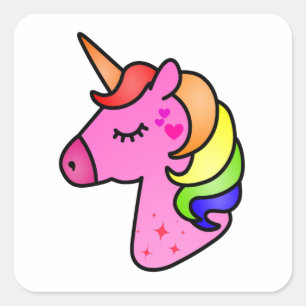 Unicorn tekening voor kinderen vierkante sticker
