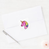 Unicorn tekening voor kinderen vierkante sticker (Envelop)