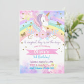 Unicorn tête & fleurs fille invitation anniversair (Debout devant)
