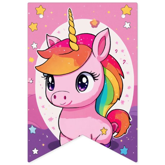 Unicorn Thema party Vlaggetjes (Tweede vlag)