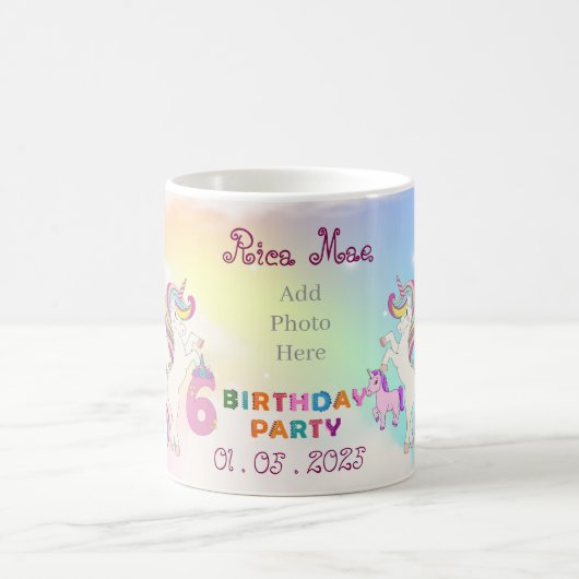 Unicorn thème 6e anniversaire Mug Souvenir (Centre)