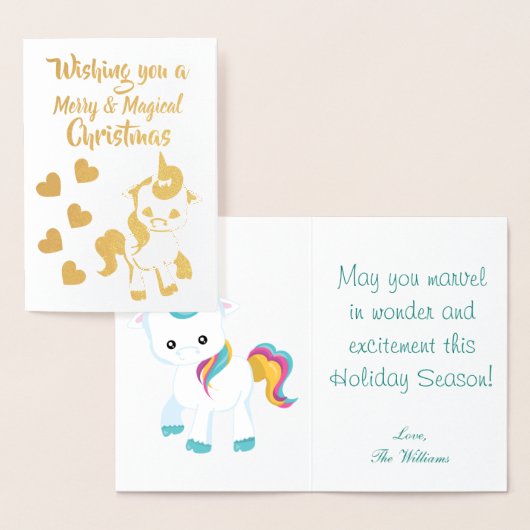 Unicorn Theme Merry Kerstmis Folie Kaarten (Display)