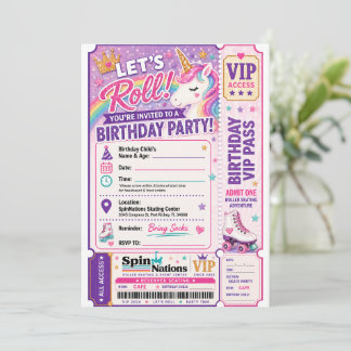 Unicorn Themed Birthday Invitation Spinnations Kaart