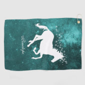 Unicorn turquoise Serviette de golf personnalisée (Horizontal)