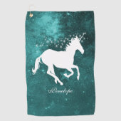 Unicorn turquoise Serviette de golf personnalisée (Devant)