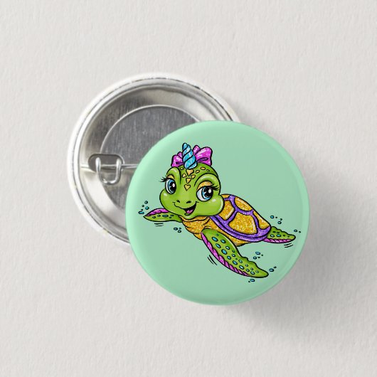 Unicorn Turtle Ronde Button 3,2 Cm (Voorkant /achterkant)