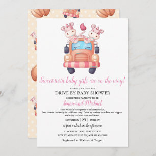 Unicorn Twin Girls Baby shower Pink drive through Kaart