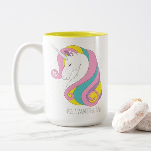 Unicorn Two-Tone Mok (Personaliseer het!) (Met donut)