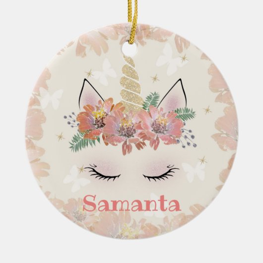 Unicorn, Unicorn Face, gepersonaliseerd Keramisch Ornament (Voorkant)