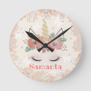 Unicorn, Unicorn Face, gepersonaliseerd Ronde Klok