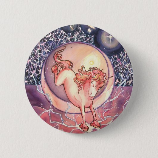 Unicorn, universum ronde button 5,7 cm (Voorkant)