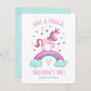 Unicorn Valentijnsdag Wenskaart Notitiekaartje