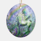 Unicorn van de Butterflies Holiday Ornament (Links)
