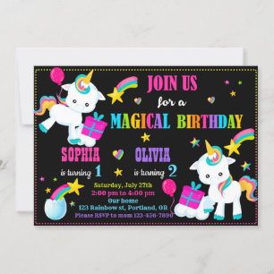Unicorn verjaardagsfeest kaart