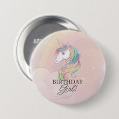 Unicorn verjaardagspeld ronde button 7,6 cm (Voorkant /achterkant)