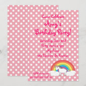 Unicorn verjaardagsuitnodiging kaart (Voorkant / Achterkant)