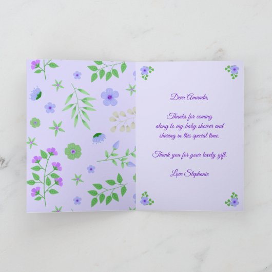 Unicorn violet Baby shower personnalisé Merci (Intérieur)