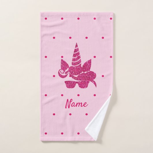 Unicorn Visage rose Parties scintillant fille enfa (Serviette à main)