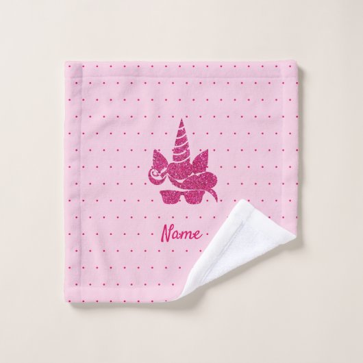 Unicorn Visage rose Parties scintillant fille enfa (Gant de toilette)