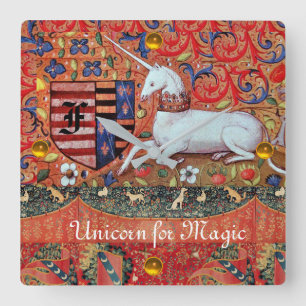 UNICORN VOOR MAGIC FlDRANK MONOGRAM VOOR ORAAL GEB Vierkante Klok