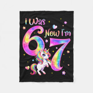 Unicorn was 6 7 six seven 7th bday birthday girl fleece deken
