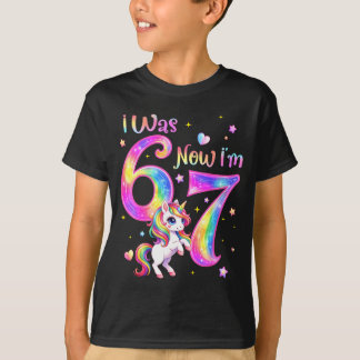 Unicorn was 6 7 six seven 7th bday birthday girl t-shirt
