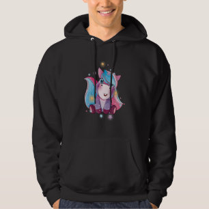  UNICORN Waterverf Blue Pegasus Mythical UN Hoodie