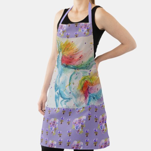 Unicorn Waterverf Cute Paars Floral Animal Schort (Insitu)