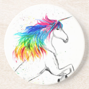 Unicorn Waterverf Fantasy Magic Sweet Colorful Zandsteen Onderzetter