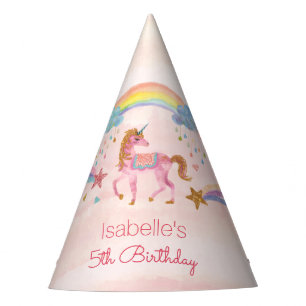 Unicorn Waterverf Faux Glitter Birthday Pet Feesthoedjes
