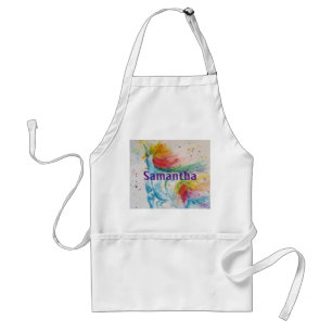 Unicorn Waterverf Painting Art Kitchen name Apron Standaard Schort