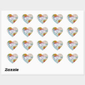 Unicorn Waterverf schattig Dank je Pattern Heart. Hart Sticker (Vel)