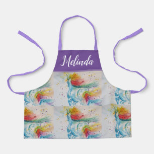 Unicorn Waterverf Schilder Paarse meisjes Apron Schort